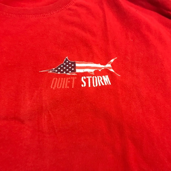Red unisex Quiet Storm, Ocean City, MD short-sleeved t-shirt with flag fish (3X) - Picture 9 of 10